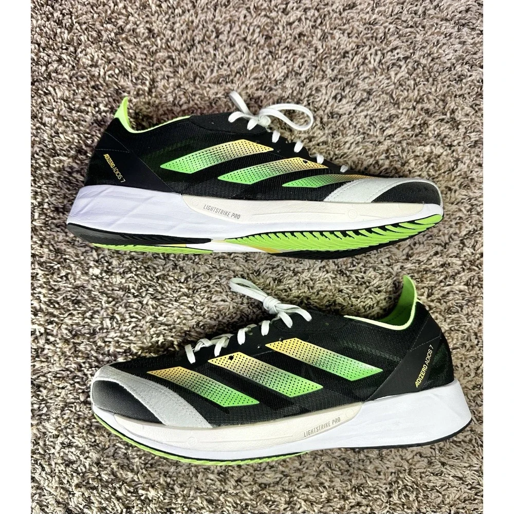 Adidas Adizero Adios 7 Black Yellow Solar Green 2022 Shoes GY8409 Men's Size 9